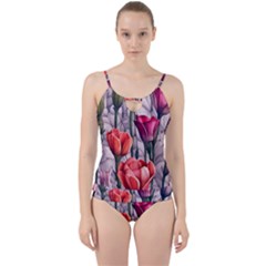 Color-infused Watercolor Flowers Cut Out Top Tankini Set by GardenOfOphir