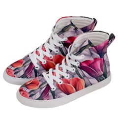 Color-infused Watercolor Flowers Men s Hi-top Skate Sneakers by GardenOfOphir