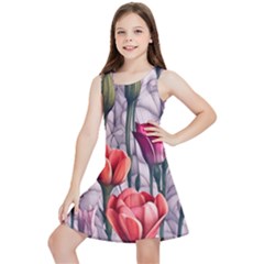 Color-infused Watercolor Flowers Kids  Lightweight Sleeveless Dress by GardenOfOphir