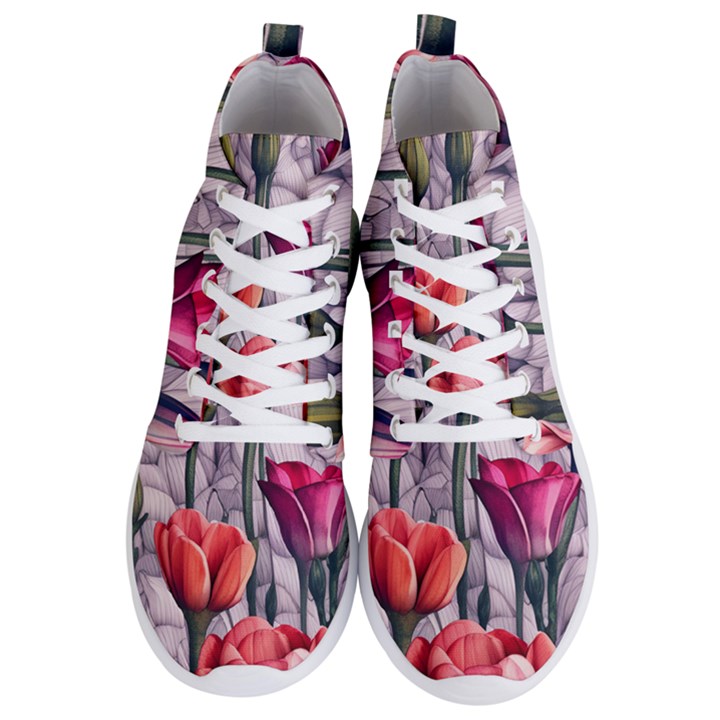 Color-infused watercolor flowers Men s Lightweight High Top Sneakers