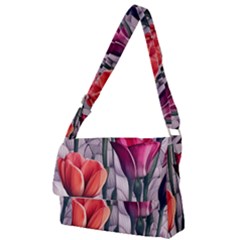 Color-infused Watercolor Flowers Full Print Messenger Bag (s) by GardenOfOphir