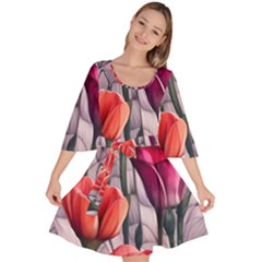 Color-infused Watercolor Flowers Velour Kimono Dress by GardenOfOphir