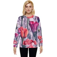 Color-infused Watercolor Flowers Hidden Pocket Sweatshirt by GardenOfOphir