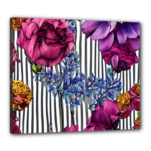 Dazzling Watercolor Flowers Canvas 24  X 20  (stretched) by GardenOfOphir