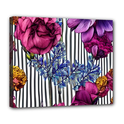 Dazzling Watercolor Flowers Deluxe Canvas 24  X 20  (stretched) by GardenOfOphir