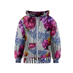 Dazzling Watercolor Flowers Kids  Zipper Hoodie by GardenOfOphir