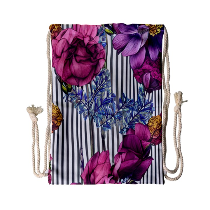 Dazzling Watercolor Flowers Drawstring Bag (Small)