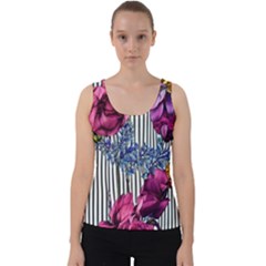 Dazzling Watercolor Flowers Velvet Tank Top by GardenOfOphir