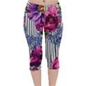 Dazzling Watercolor Flowers Velvet Capri Leggings  View1