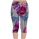 Dazzling Watercolor Flowers Velvet Capri Leggings  View2