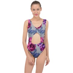 Dazzling Watercolor Flowers Center Cut Out Swimsuit by GardenOfOphir