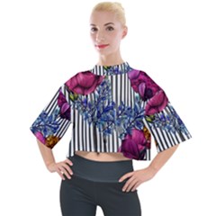 Dazzling Watercolor Flowers Mock Neck Tee by GardenOfOphir