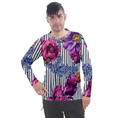 Dazzling Watercolor Flowers Men s Pique Long Sleeve Tee by GardenOfOphir