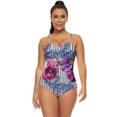 Dazzling Watercolor Flowers Retro Full Coverage Swimsuit by GardenOfOphir