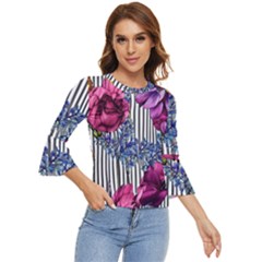 Dazzling Watercolor Flowers Bell Sleeve Top