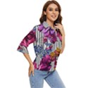 Dazzling Watercolor Flowers Women s Quarter Sleeve Pocket Shirt View2