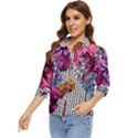 Dazzling Watercolor Flowers Women s Quarter Sleeve Pocket Shirt View3