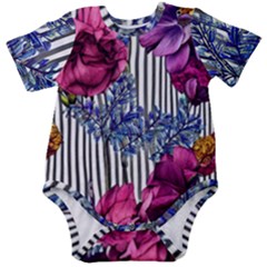 Dazzling Watercolor Flowers Baby Short Sleeve Bodysuit by GardenOfOphir