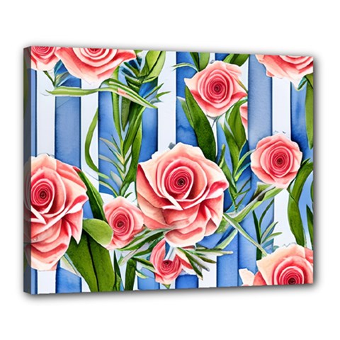 Chic Watercolor Flowers Canvas 20  X 16  (stretched) by GardenOfOphir