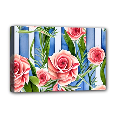 Chic Watercolor Flowers Deluxe Canvas 18  X 12  (stretched) by GardenOfOphir