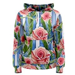 Chic Watercolor Flowers Women s Pullover Hoodie by GardenOfOphir