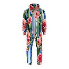 Chic Watercolor Flowers Hooded Jumpsuit (kids) by GardenOfOphir