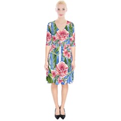 Chic Watercolor Flowers Wrap Up Cocktail Dress by GardenOfOphir