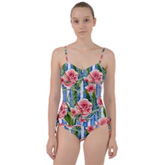 Chic Watercolor Flowers Sweetheart Tankini Set by GardenOfOphir