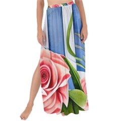 Chic Watercolor Flowers Maxi Chiffon Tie-up Sarong by GardenOfOphir