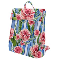 Chic Watercolor Flowers Flap Top Backpack by GardenOfOphir