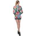 Chic watercolor flowers Long Sleeve Satin Shirt View2