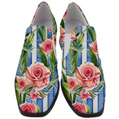 Chic Watercolor Flowers Women Slip On Heel Loafers by GardenOfOphir