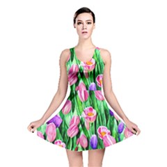 Combined Watercolor Flowers Reversible Skater Dress by GardenOfOphir