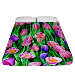 Combined Watercolor Flowers Fitted Sheet (california King Size) by GardenOfOphir