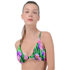 Combined Watercolor Flowers Knot Up Bikini Top by GardenOfOphir