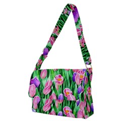 Combined Watercolor Flowers Full Print Messenger Bag (m) by GardenOfOphir