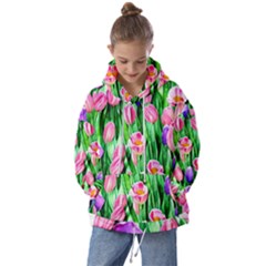 Combined Watercolor Flowers Kids  Oversized Hoodie by GardenOfOphir