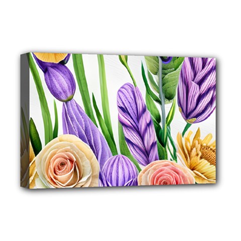 Classy Watercolor Flowers Deluxe Canvas 18  X 12  (stretched) by GardenOfOphir