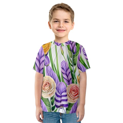 Classy Watercolor Flowers Kids  Sport Mesh Tee by GardenOfOphir