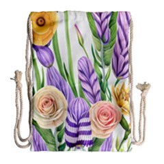 Classy Watercolor Flowers Drawstring Bag (large) by GardenOfOphir