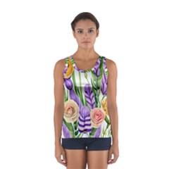 Classy Watercolor Flowers Sport Tank Top  by GardenOfOphir