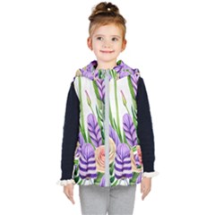 Classy Watercolor Flowers Kids  Hooded Puffer Vest by GardenOfOphir