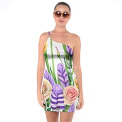 Classy Watercolor Flowers One Soulder Bodycon Dress by GardenOfOphir