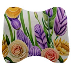 Classy Watercolor Flowers Velour Head Support Cushion by GardenOfOphir