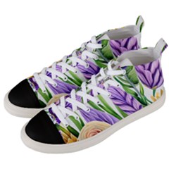 Classy Watercolor Flowers Men s Mid-top Canvas Sneakers by GardenOfOphir