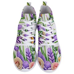 Classy Watercolor Flowers Men s Lightweight High Top Sneakers by GardenOfOphir