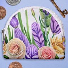 Classy Watercolor Flowers Horseshoe Style Canvas Pouch by GardenOfOphir