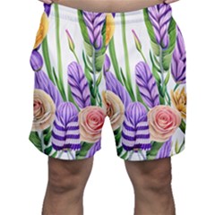 Classy Watercolor Flowers Men s Shorts