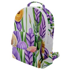 Classy Watercolor Flowers Flap Pocket Backpack (small) by GardenOfOphir