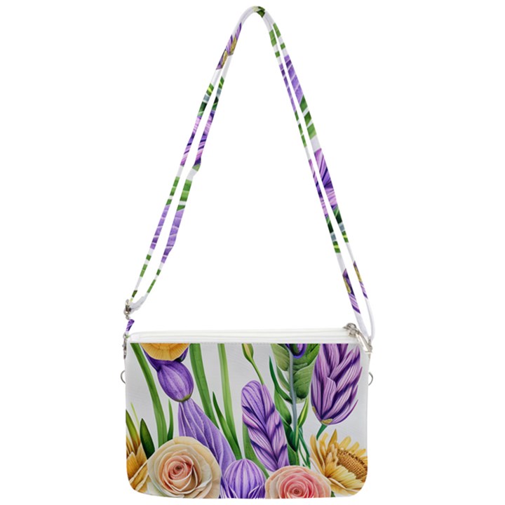 Classy watercolor flowers Double Gusset Crossbody Bag